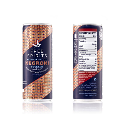 Cocktail: Free Spirits: Negroni - Non-Alcoholic Cocktail, Premium Cocktail Mixer, 4 Pack Cans
