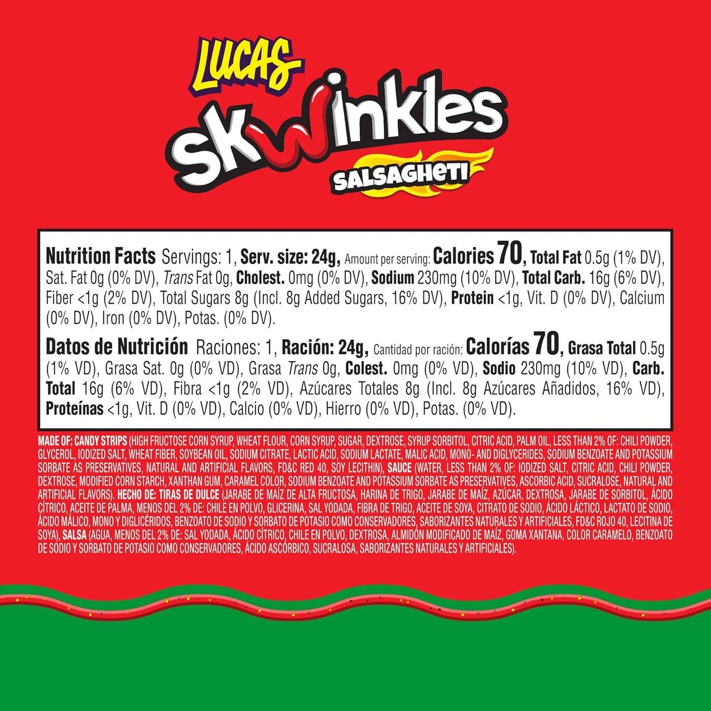 Mexican Candy: Lucas Salsagheti Watermelon Flavored Hot Candy Strips and Tamarind Sauce, 12 Pack