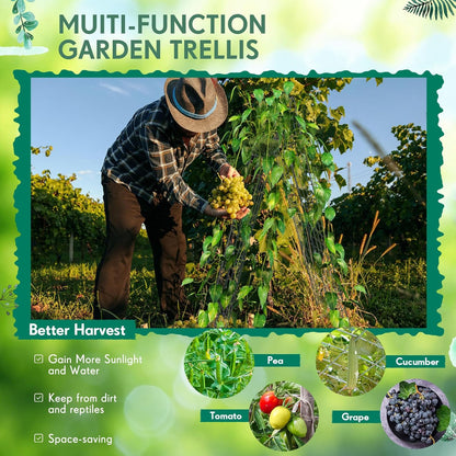 Wesiti: 4 Packs Foldable Cucumber Trellis for Raised Bed - 34"W x 48"H Adjustable a Frame Garden Trellis, Green