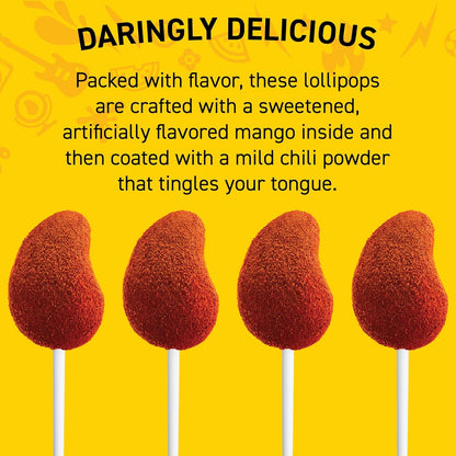 Mexican Candy: Vero Mango - Chili Covered Mango Flavored Lollipops, 40 pack