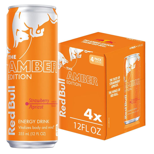 Red Bull: Amber Edition Energy Drink - Strawberry Apricot, 12 fl. oz., 4 pack cans