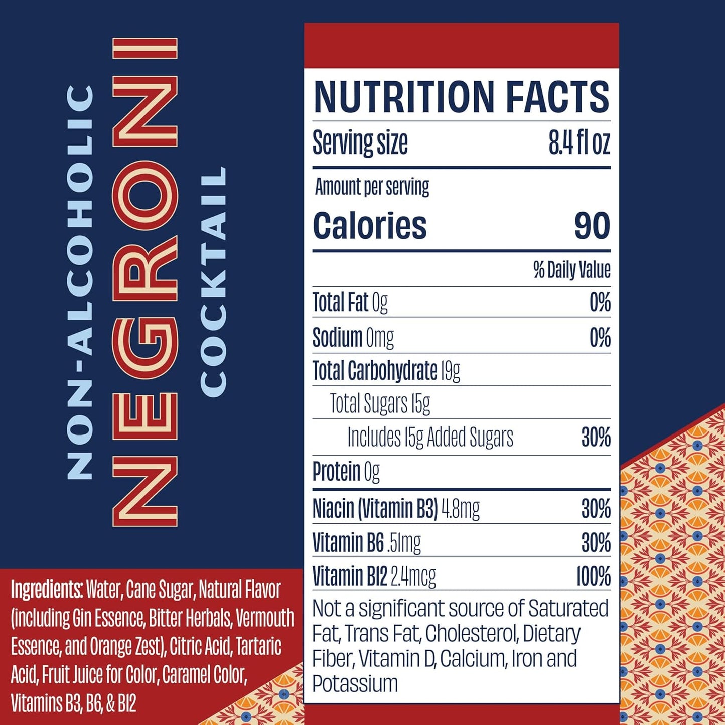Cocktail: Free Spirits: Negroni - Non-Alcoholic Cocktail, Premium Cocktail Mixer, 4 Pack Cans