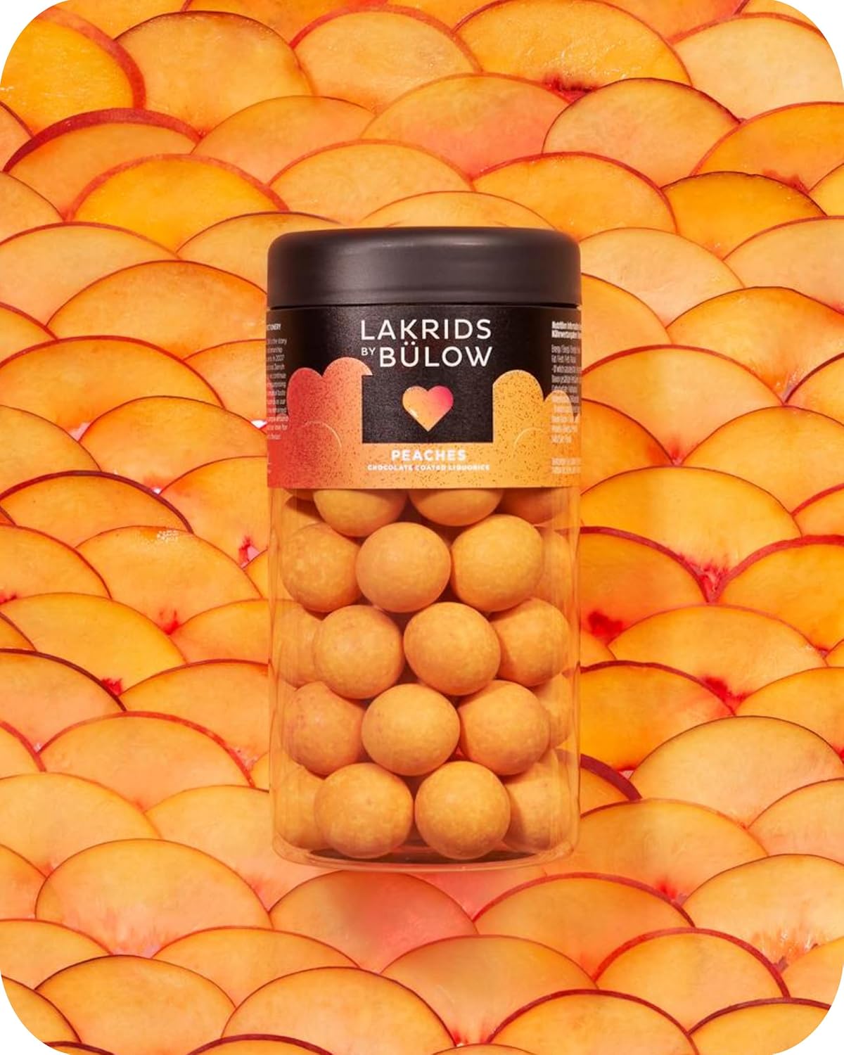 Danish Candy: LAKRIDS BY BÜLOW, Sweet Licorice Coated in White Chocolate & Peach