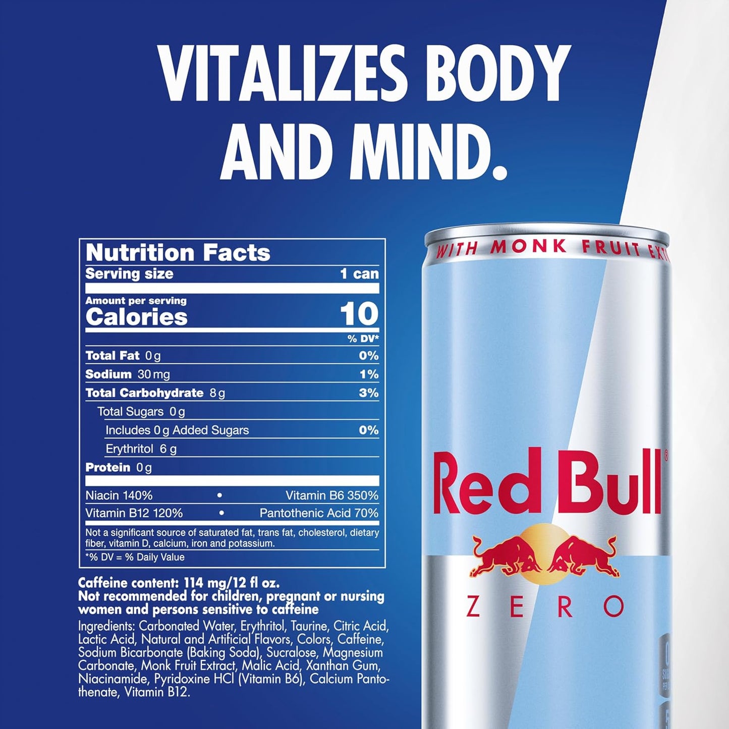 Red Bull: Zero Sugar Free Energy Drink - 12 fl. oz., 4 pack cans