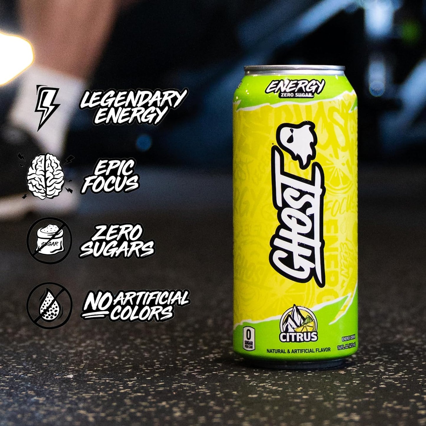 GHOST Energy Drink: Citrus, 16 fl. oz. 12 pack cans