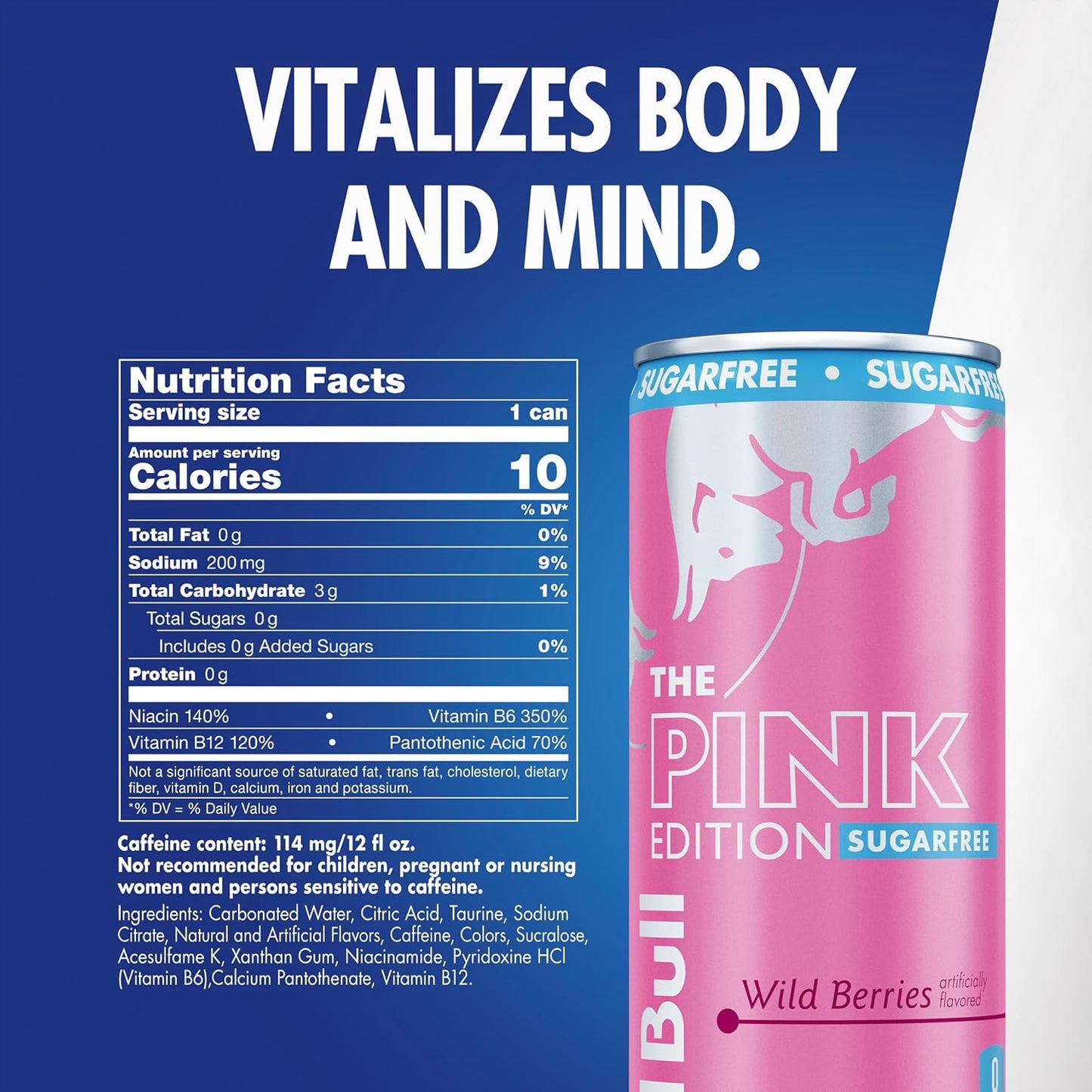 Red Bull: Pink Edition Sugar Free Energy Drink - Wild Berries, 12 fl. oz., 4 pack cans