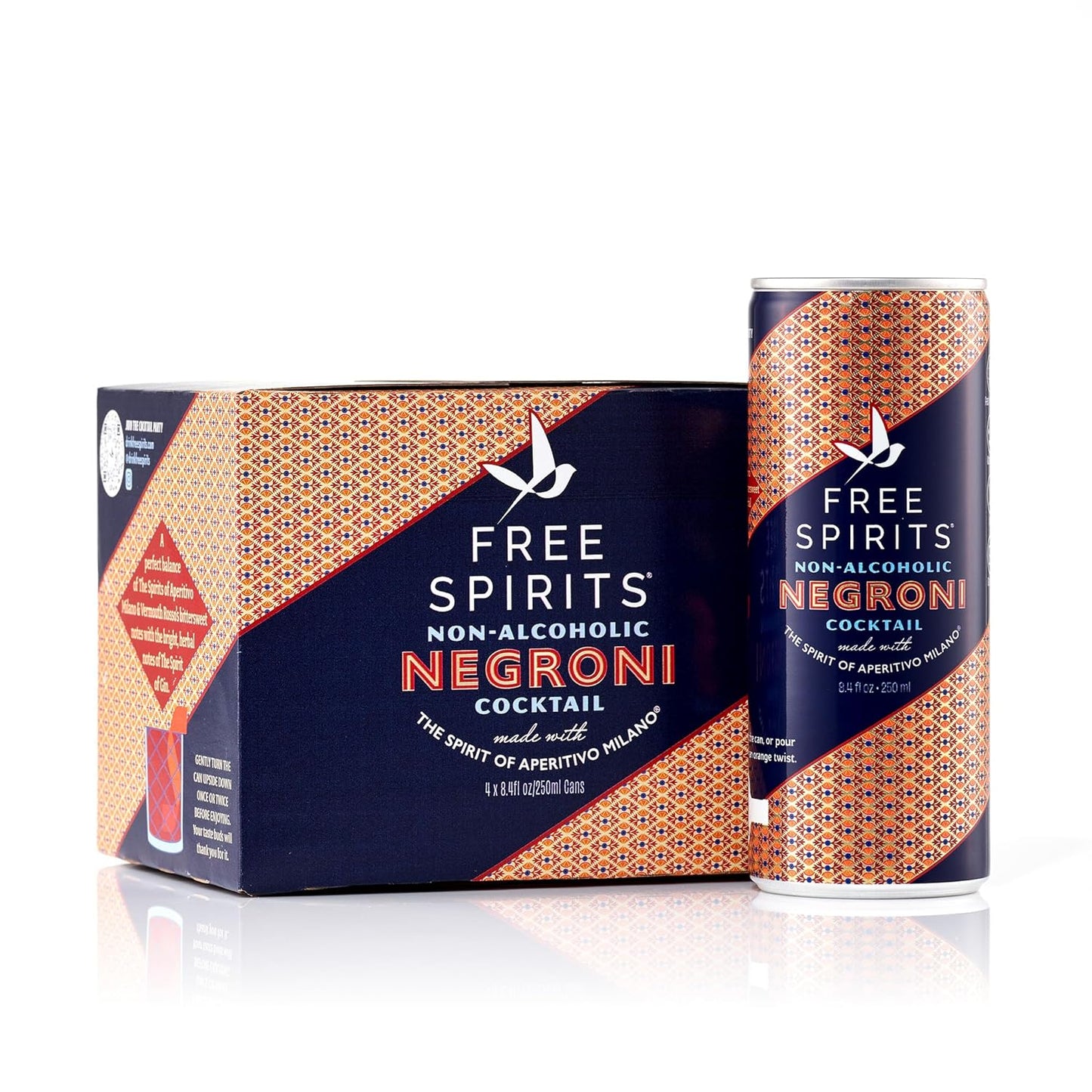 Cocktail: Free Spirits: Negroni - Non-Alcoholic Cocktail, Premium Cocktail Mixer, 4 Pack Cans