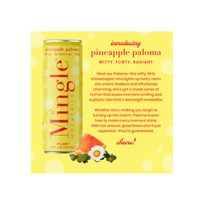 Mingle Mocktails: Pineapple Paloma Non-Alcoholic, 12 oz., 4 Pack