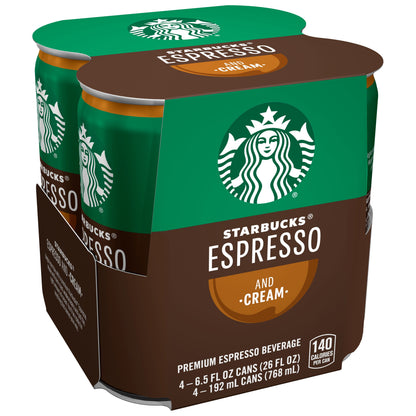 Starbucks: Espresso & Cream Premium Espresso Beverage, 4 Pack Cans