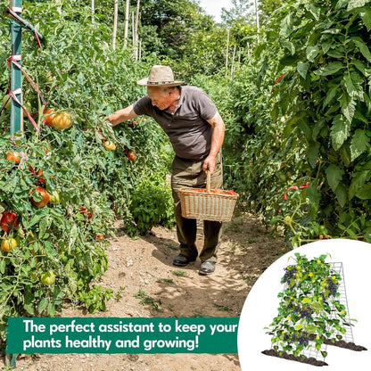 Wesiti: 4 Packs Foldable Cucumber Trellis for Raised Bed - 34"W x 48"H Adjustable a Frame Garden Trellis, Green