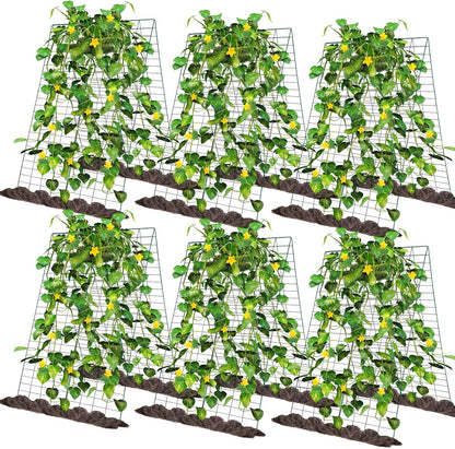 Wesiti: 4 Packs Foldable Cucumber Trellis for Raised Bed - 34"W x 48"H Adjustable a Frame Garden Trellis, Green