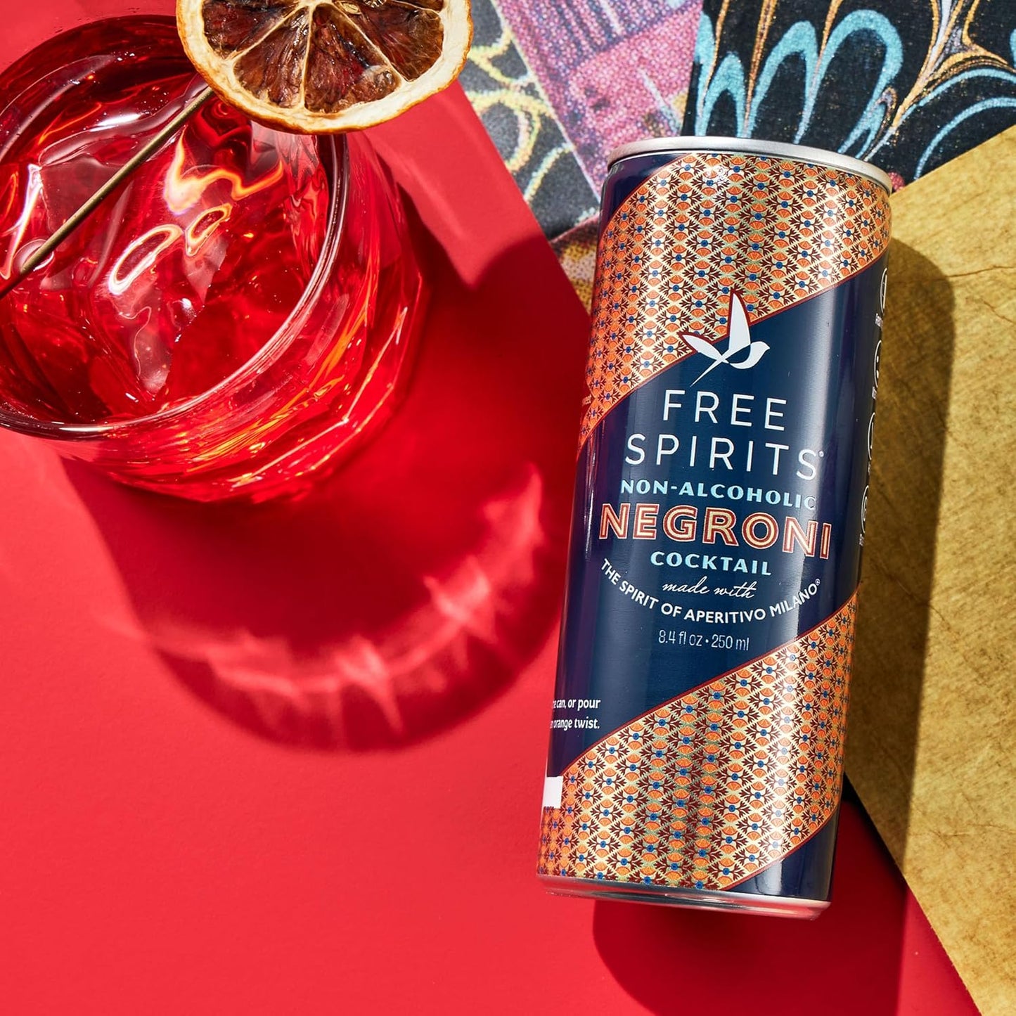 Cocktail: Free Spirits: Negroni - Non-Alcoholic Cocktail, Premium Cocktail Mixer, 4 Pack Cans