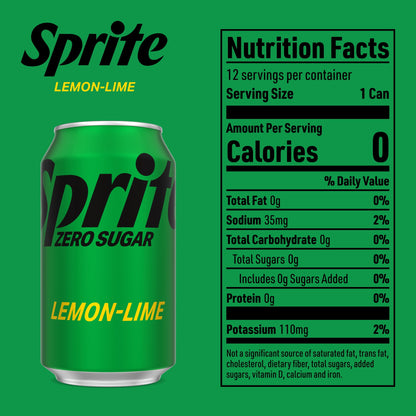 Sprite: Zero Sugar, Lemon Lime Soda Pop, 12 fl. oz., 12 Pack Cans