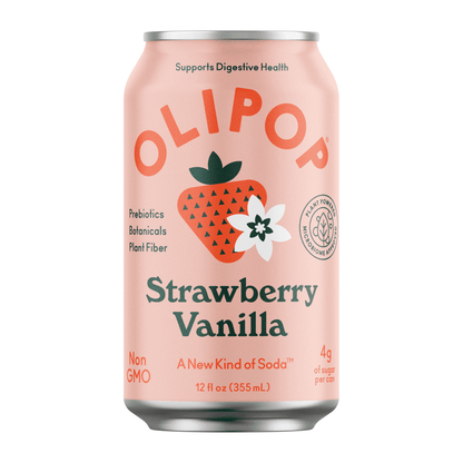 OLIPOP: Strawberry Vanilla Soda, 12 fl oz, 8 Pack Cans