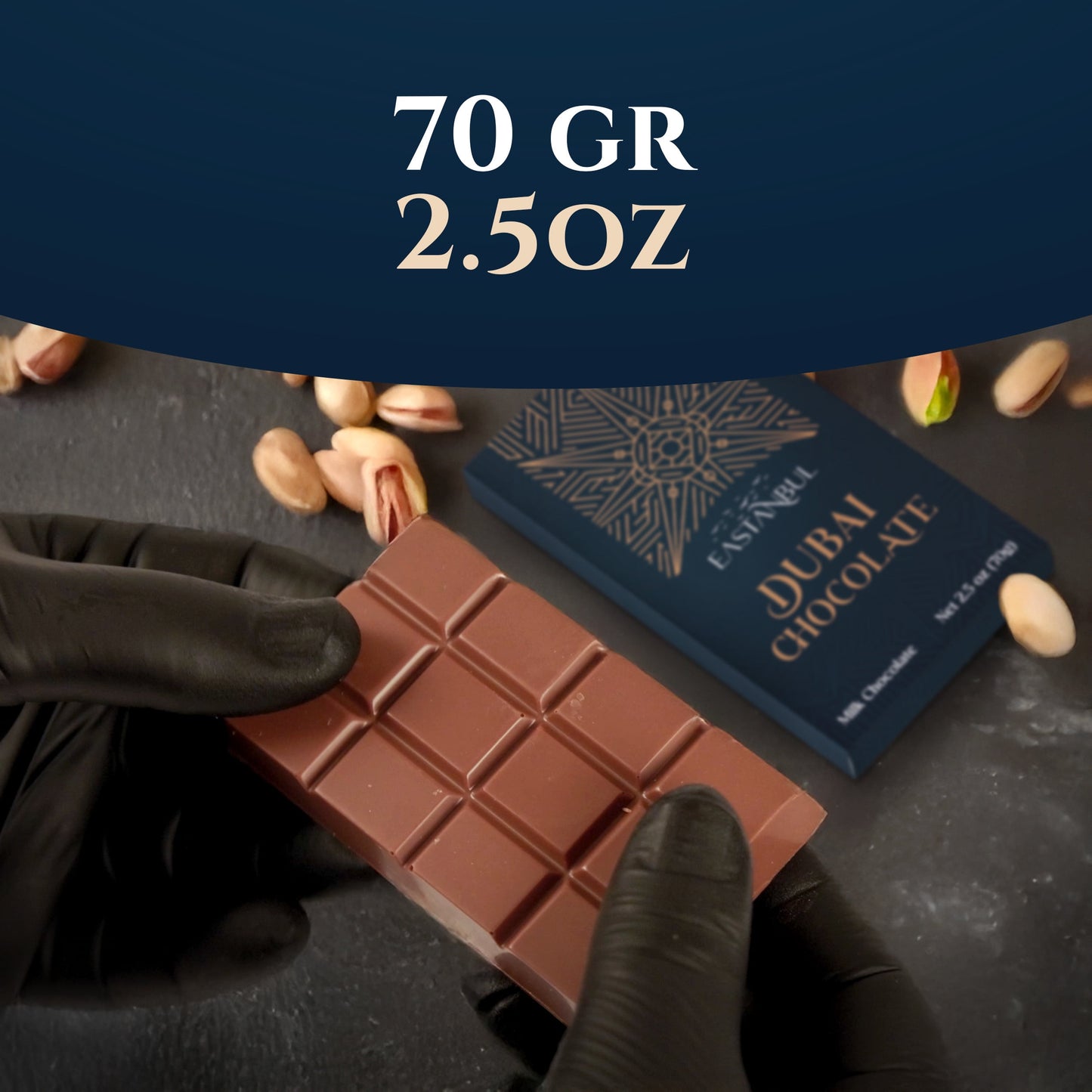 Dubai Candy: Eastanbul Dubai Chocolate Bar Pistachio, 1  2.5 oz. Bar
