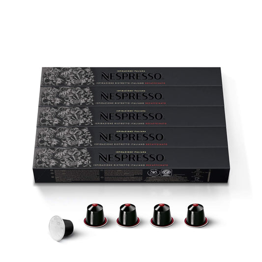 Nespresso: Original Line, Ristretto Decaffeinato Capsules, Dark Roast Espresso Decaf Coffee, 50 Pods