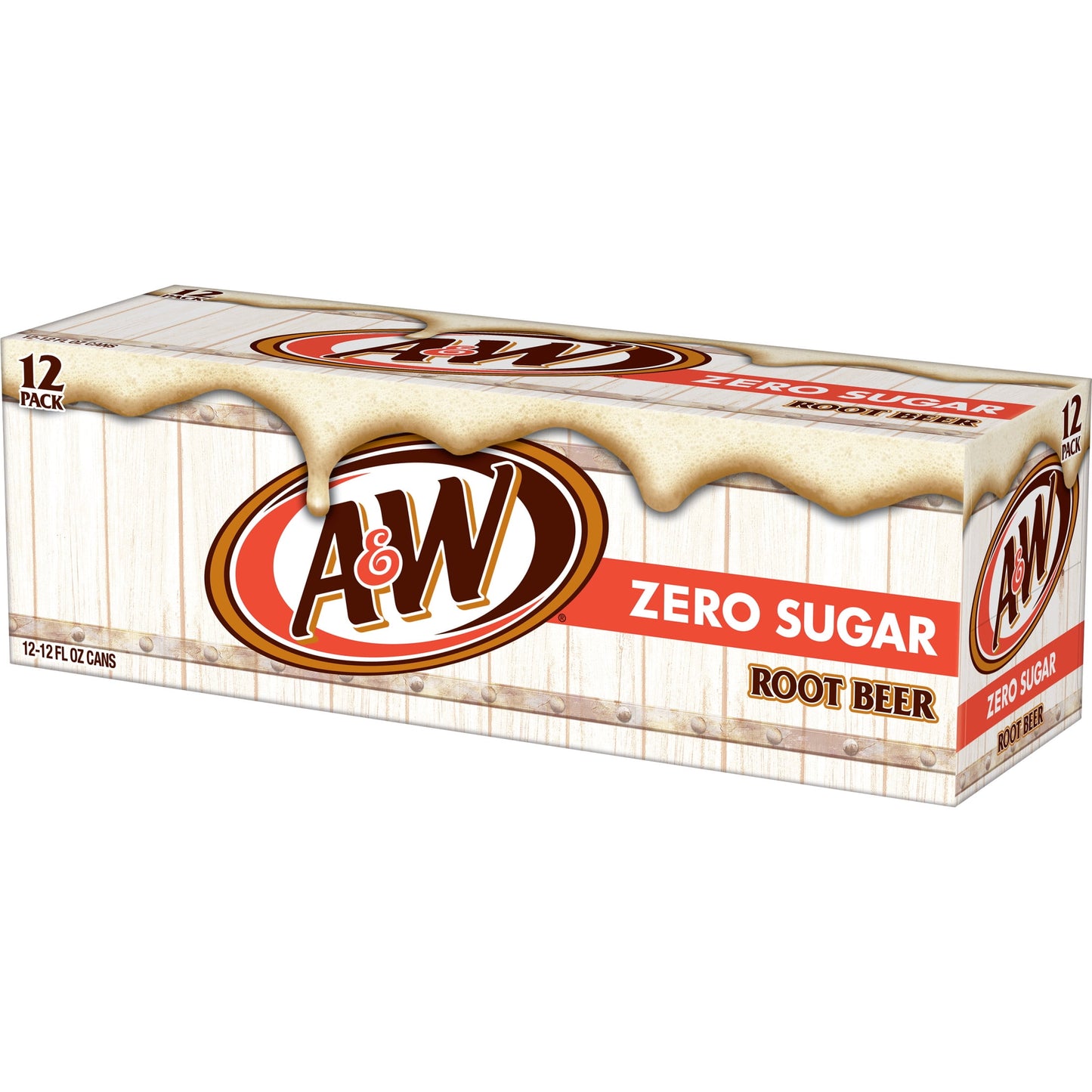 A&W: Zero Sugar Root Beer Soda Pop, 12 fl. oz., 12 Pack Cans