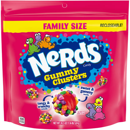 American Candy: NERDS Gummy Clusters Candy, Rainbow, Crunchy and Gummy, 1 Bag