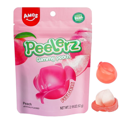 AMOS Peelerz: Peach Gummy Candy, 3 Packs