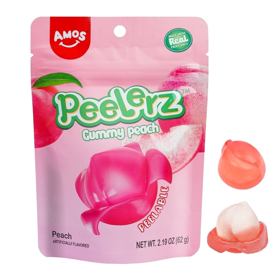 AMOS Peelerz: Peach Gummy Candy, 3 Packs