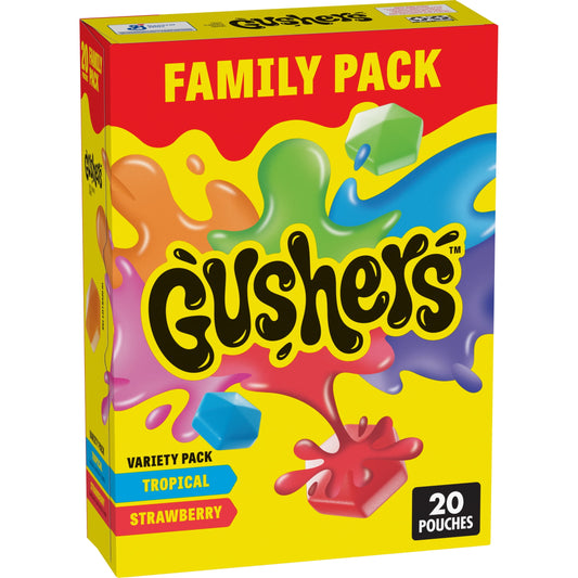 Gushers: Fruit Flavored Snacks, Tropical and Strawberry Flavors, 20 Pack