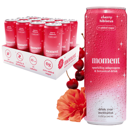Moment: Adaptogen Lychee Mint Sparkling Drink, 11.5 Oz., 12 Pack