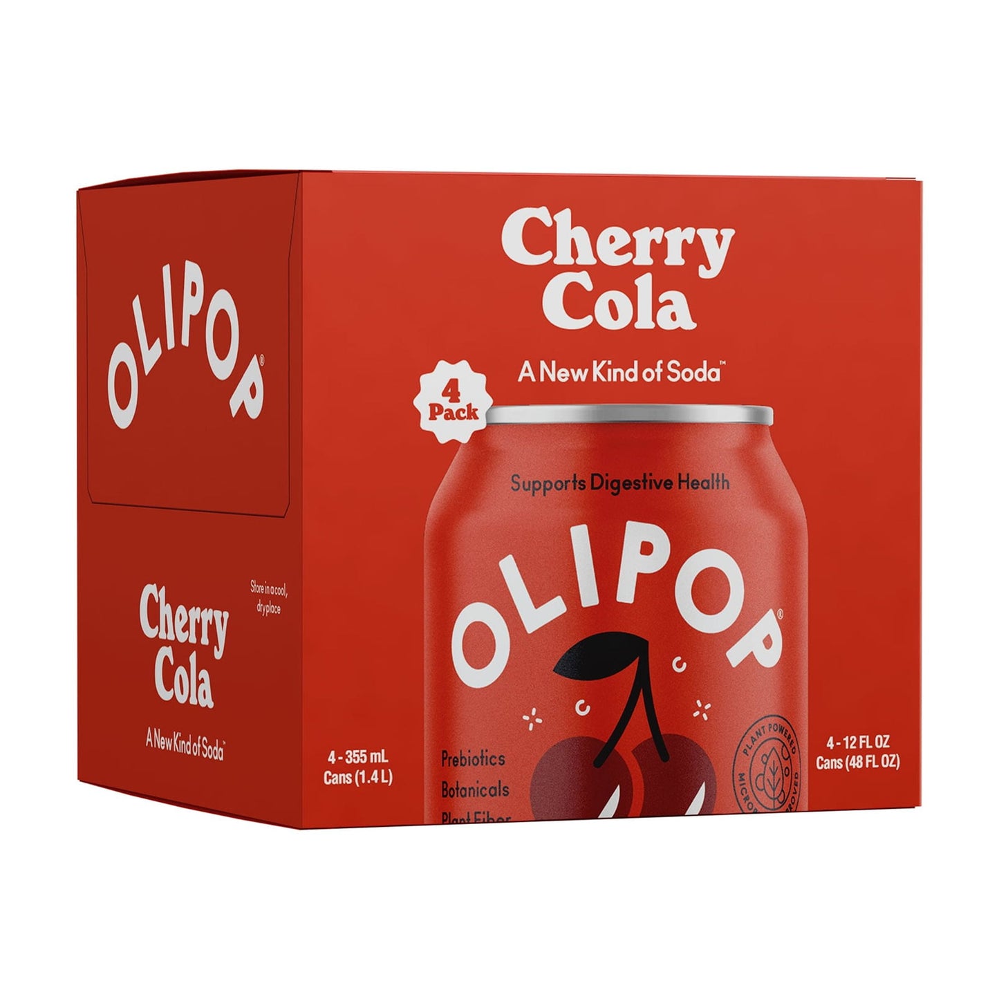 OLIPOP: Cherry Cola Soda, 12 fl oz, 8 Pack Cans