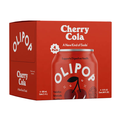 OLIPOP: Cherry Cola Soda, 12 fl oz, 8 Pack Cans