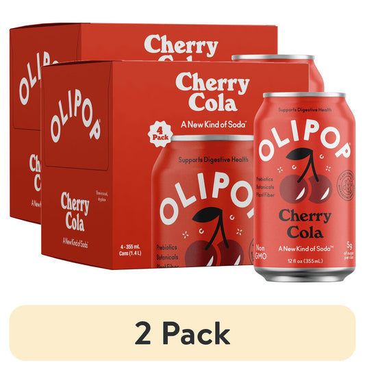 OLIPOP: Cherry Cola Soda, 12 fl oz, 8 Pack Cans