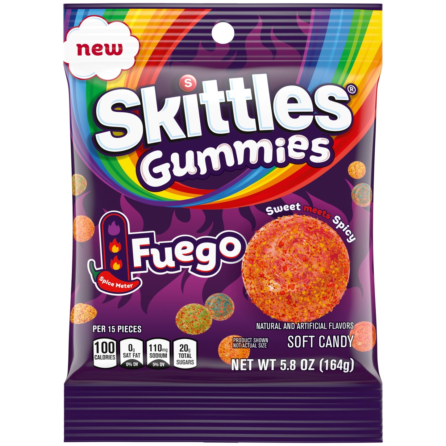 Skittles: Gummies Fuego, Spicy Gummy Candy, 1 Bag
