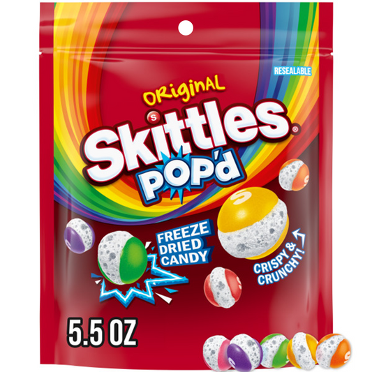 American Candy: SKITTLES POP'D Originals Freeze Dried Candy, 1  Bag