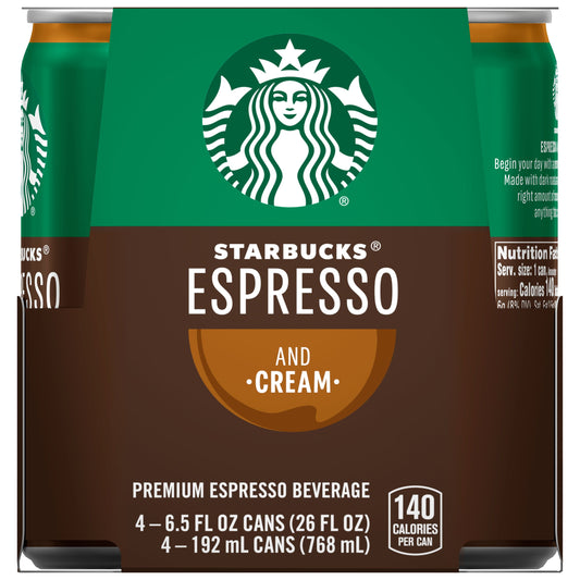 Starbucks: Espresso & Cream Premium Espresso Beverage, 4 Pack Cans