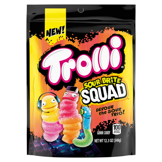 American Candy: Trolli Sour Brite Squad, Gummy Candy, Sour Gummy Worms, 1 Bag