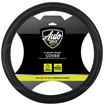 Auto Drive: Steering Wheel Cover - Country Leather Black and White, Universal Fit