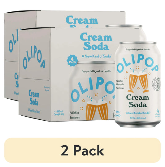 OLIPOP Cream Soda 12 fl oz, 4 Pack x2 (8 cans)