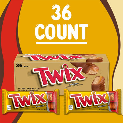 TWIX: Caramel Chocolate Cookie Candy, Bulk Individually Wrapped, 36 Pack