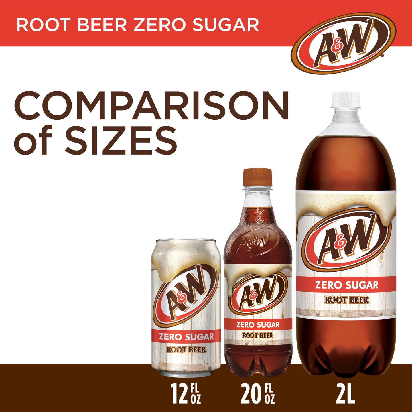 A&W: Zero Sugar Root Beer Soda Pop, 12 fl. oz., 12 Pack Cans