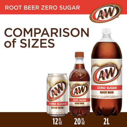 A&W: Zero Sugar Root Beer Soda Pop, 12 fl. oz., 12 Pack Cans