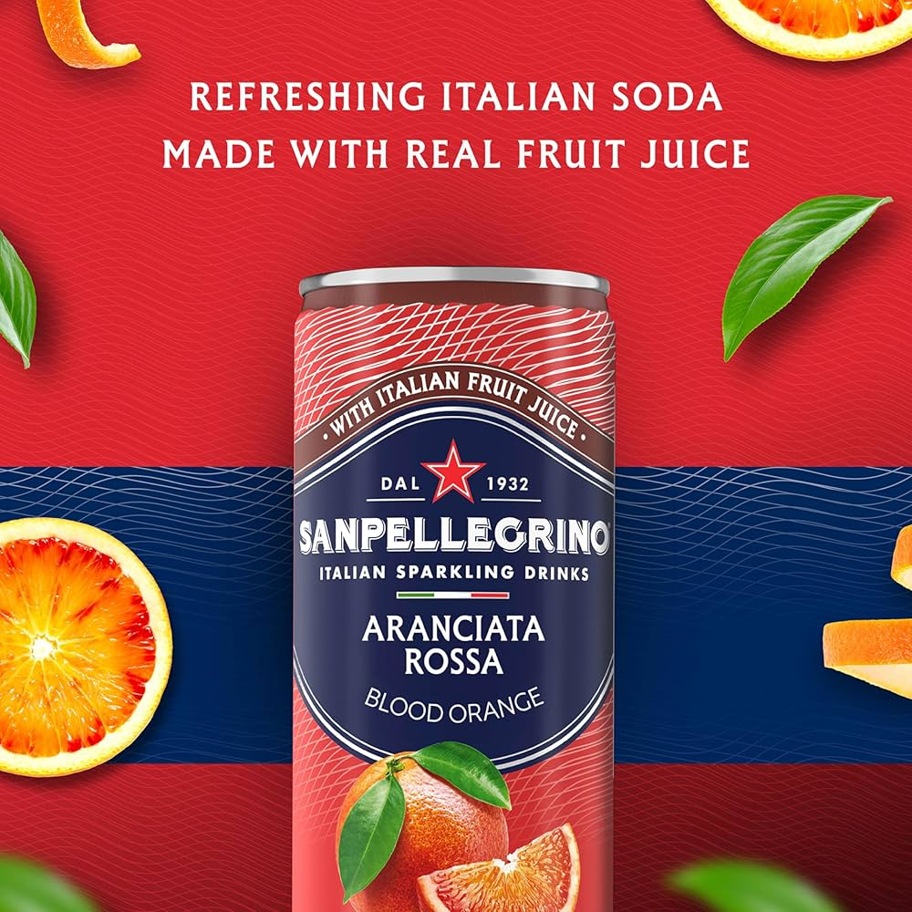 San Pellegrino: Aranciata Rossa Sparkling Blood Orange Drink, 11.15 oz. 24 Pack