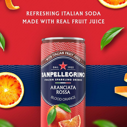 San Pellegrino: Aranciata Rossa Sparkling Blood Orange Drink, 11.15 oz. 24 Pack