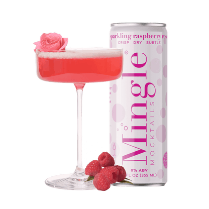 Mingle Mocktails: Sparkling Raspberry Rose Non-Alcoholic, 12 oz., 4 Pack