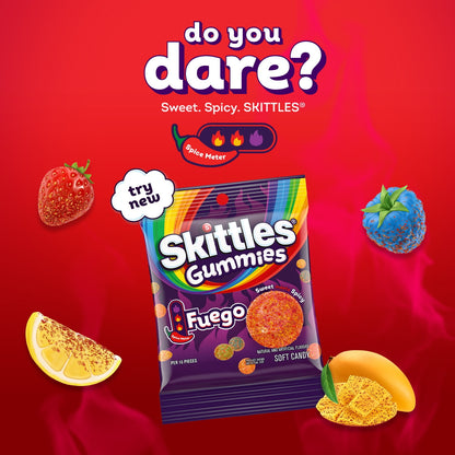 Skittles: Gummies Fuego, Spicy Gummy Candy, 1 Bag