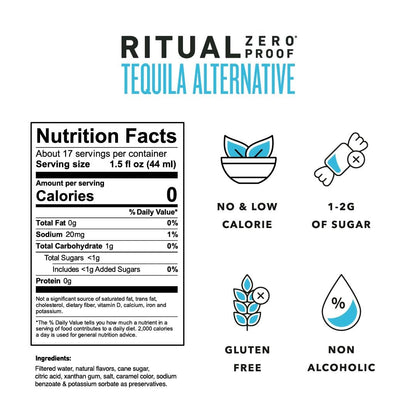 Spirit: RITUAL ZERO PROOF: Tequila Alternative, Non Alcoholic Agave Spirit, 1 Bottle