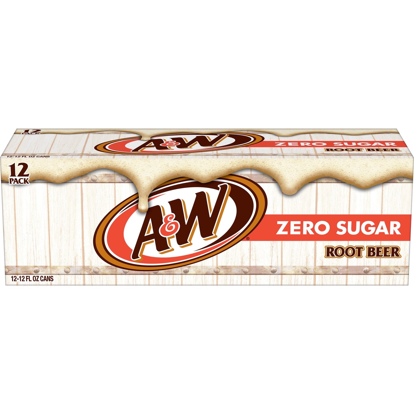 A&W: Zero Sugar Root Beer Soda Pop, 12 fl. oz., 12 Pack Cans