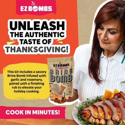 EZ Bombs: Garlic Rosemary Brine Bomb Seasoning with Finishing Rub, 2 Pack, 4 Pieces