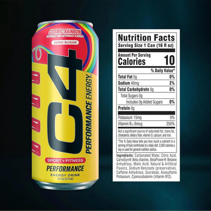 Cellucor C4 Performance Energy Drink: Cosmic Rainbow, 16 oz. 12 pack