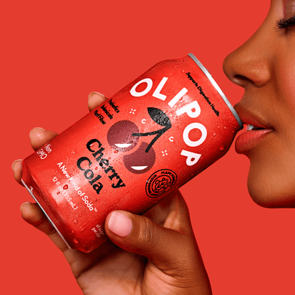OLIPOP: Cherry Cola Soda, 12 fl oz, 8 Pack Cans
