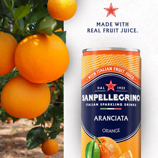 San Pellegrino: Aranciata Sparkling Orange, Italian Sparkling Drink, 11.15 oz. 24 Pack