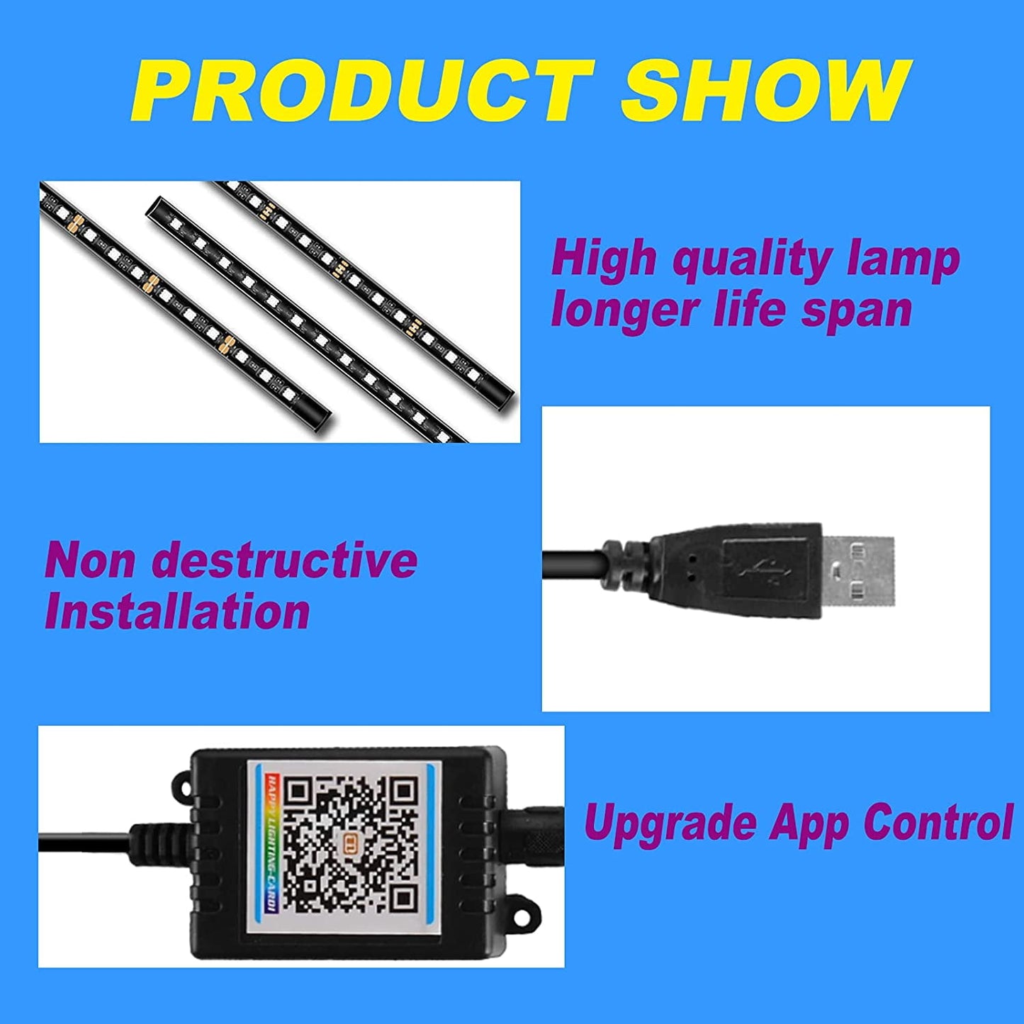TiokMc: APP Control Car LED Lights - Under Dash Lighting Kit for Cars
