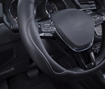 Auto Drive: Steering Wheel Cover - Country Leather Black and White, Universal Fit
